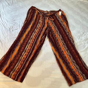 Lili Sport Womens Pants 3X PullOn Elastic Waist Back Wide Leg Vacation Party NWT